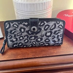 Coach black leopard wallet